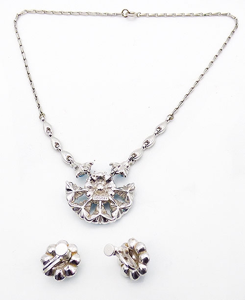 Parure De Bijoux Vintage (collier Et Boucles D'oreilles) - Couleur Argentée Et Noire - Occasion