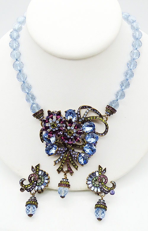 Daus, Heidi - Heidi Daus Blue Crystal Bouquet Necklace Set