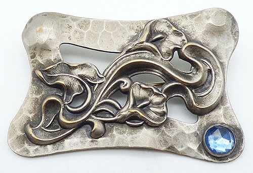 Newly Added Art Nouveau Silver Calla Lillies Sash Pin