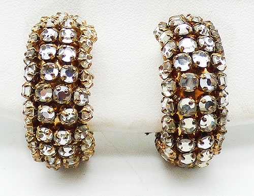 Earrings - Crystal Rose Monteé Hoop Clip Earrings