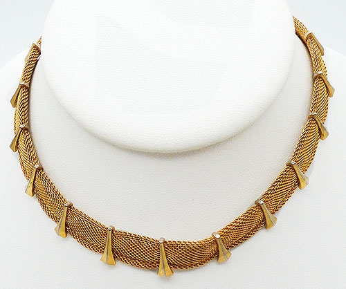 Newly Added Trifari Gold Tone Mesh Chain Necklace