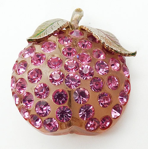 Brooches - Austrian Forbidden Fruit Pink Apple Brooch