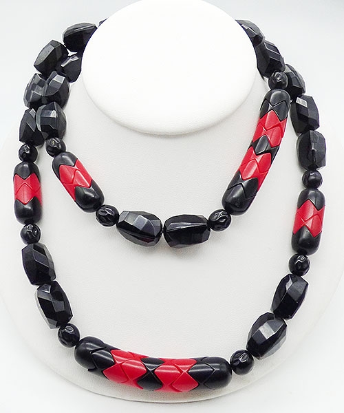 Newly Added Monet Black and Red Bead Necklace
