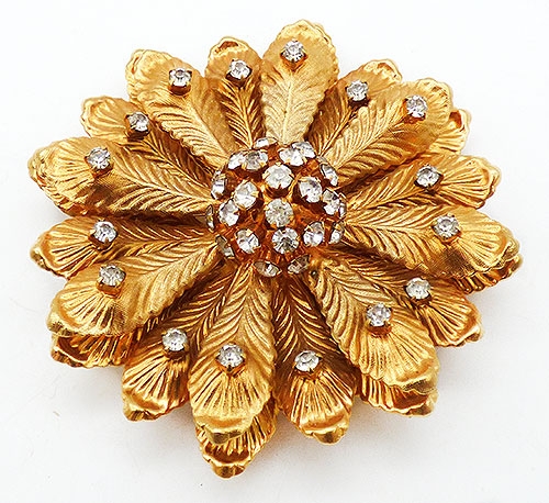 Brooches - Golden Layered Petals Flower Brooch