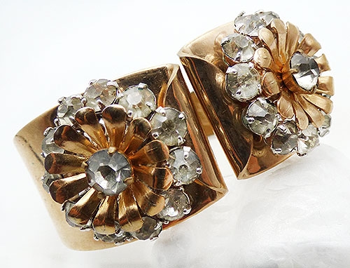 Bracelets - Barclay Rhinestone Gold Clamper Bracelet