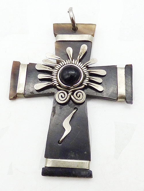 Newly Added Horn and Silver Overlay Cross Pendant