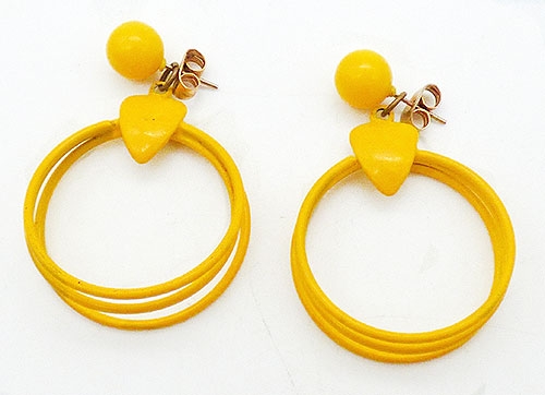 Earrings - Yellow Enamel Hoop/Stud Earrings