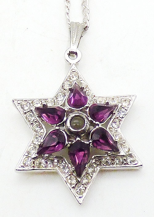 Jewish Jewelry/Judaica - Theda Amethyst Glass Star of David Pendant