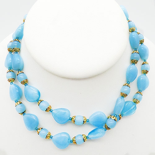 Necklaces - Turquoise Glass Bead Necklace