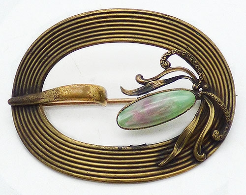 Art Nouveau - George L. Paine Art Glass Sash Pin
