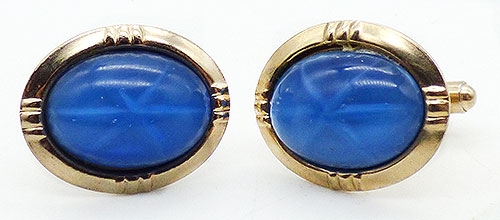 Men's Jewelry - Blue Star Sapphire Glass Cuff Links