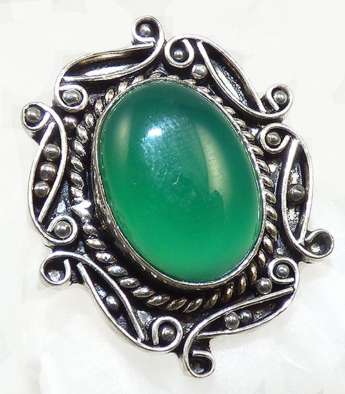 Rings - Green Glsss Cabochon Ring