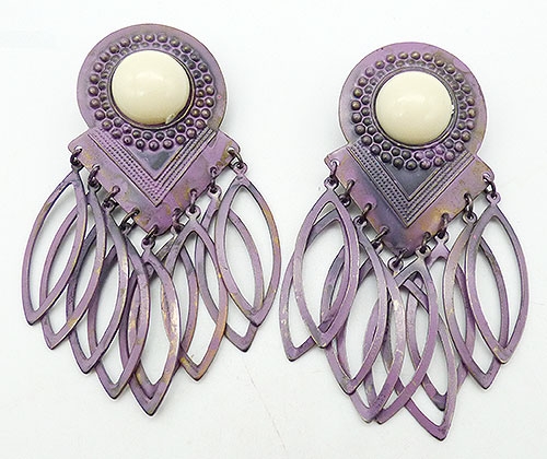 Boho & Ethnic - Purple Metal Chandelier Earrings