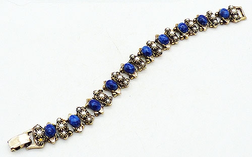 Bracelets - Blue Lapis Glass Cabochon Bracelet