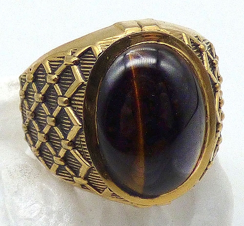 Misc. Signed A-F - Jospeh Esposito Gold Filled Tiger Eye Ring