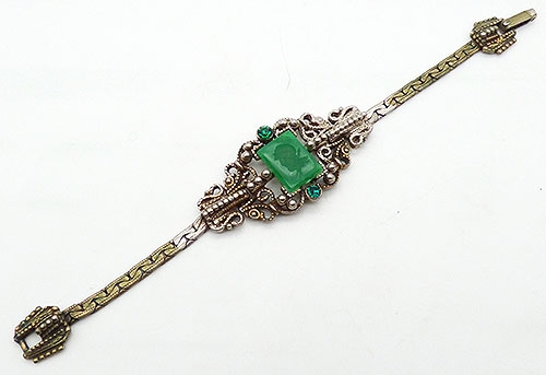 Bracelets - Victorian Revival Green Intaglio Bracelet