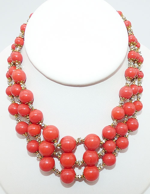 Newly Added Miriam Haskell Orange Glass Bead Necklace