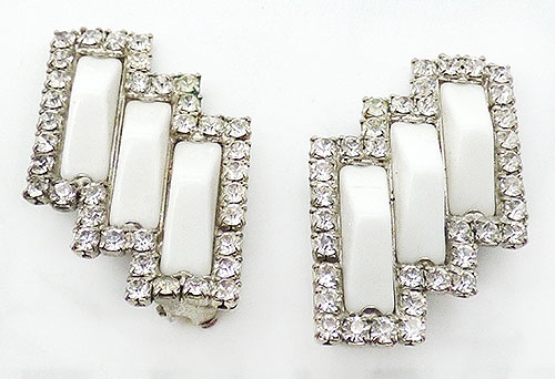 Earrings - Kramer White Glass Triangles Earrings