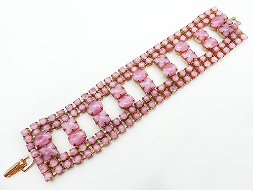 Bracelets - Pink Glass Moonstone Wide Bracelet