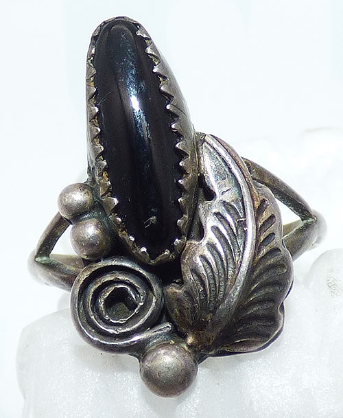 Sterling Silver - Richard Begay Navajo Sterling and Onyx Ring