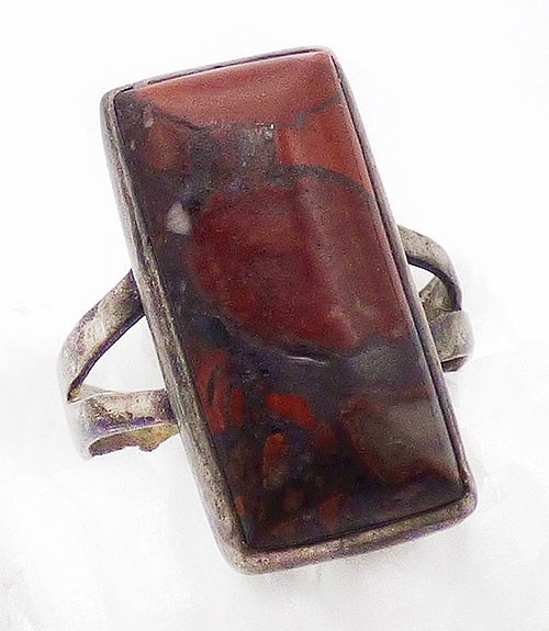 Sterling Silver - Native American Sterling Agate Ring