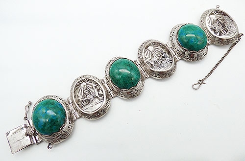 Miscellaneous Countries - Arte Orfebre Sterling Chrysocolla Bracelet
