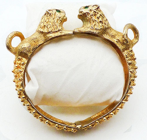 Figural Jewelry - Animals - DeNicola Gold Tone Lions Clamper Bracelet