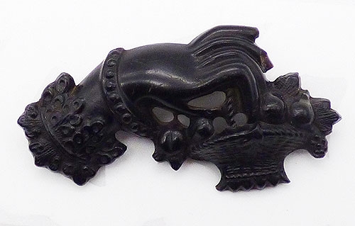 Figural Jewelry - People & Hands - Victorian Vulcanite Mourning Hand Brooch