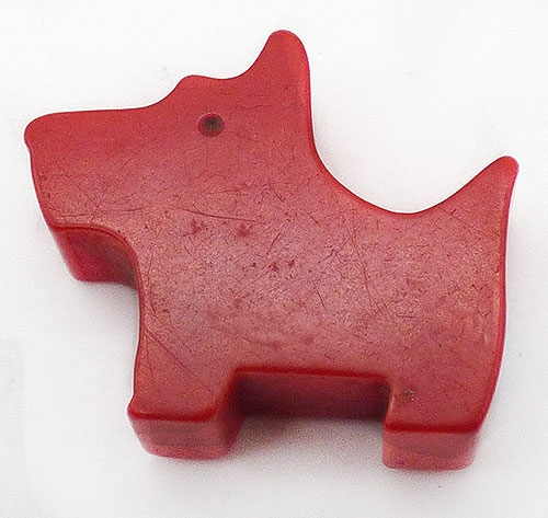 Bakelite, Celluloid, Galalith - Red Bakelite Scottie Dog Pencil Sharpener