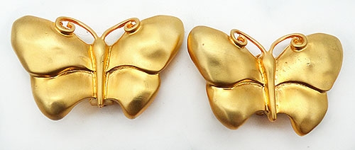 Figural Jewelry - Butterflies & Bugs - Matte Gold Oversized Butterfly Earrings