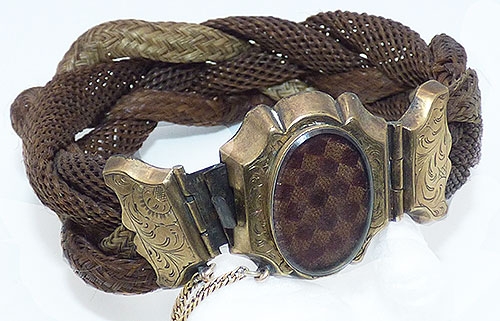 Victorian - Victorian 10k Gold Braided Hair Mourning Bracelet
