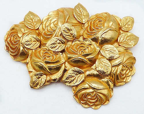France - Dominique Aurientis Gilded Roses Brooch