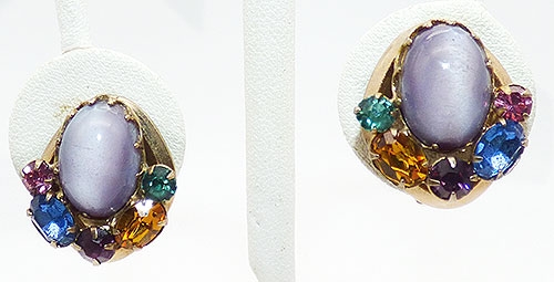 Newly Added Kafin Purple Glass Moonstone Earrings