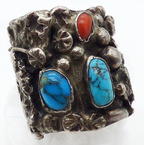 Sterling Silver - Native American Sterling Turquoise Men's Ring