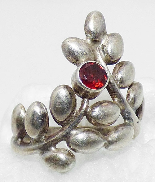 Newly Added Sterling Leaves and Garnet Ring