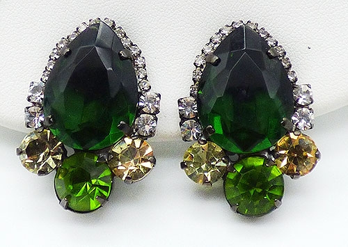 Collectible Contemporary - Lawrence Vrba Green Rhinestone Earrings