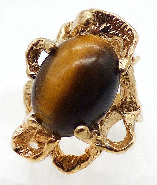 Newly Added Uncas HGE Tiger Eye Brutalist Ring