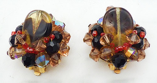 Earrings - Black Bead and Colorado Topaz Crystal Earrings