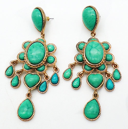 Collectible Contemporary - Green Moghul Style Chandalier Earrings