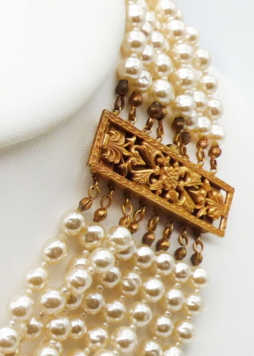 Miriam Haskell 8-Strand Pearl Necklace - Garden Party