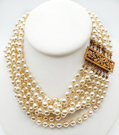 Pearl Jewelry - Miriam Haskell 8-Strand Pearl Necklace