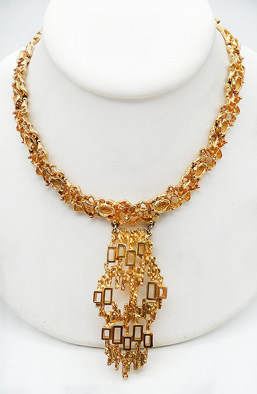 Miscellaneous Countries - D'Orlan Gold Plated Brutalist Necklace