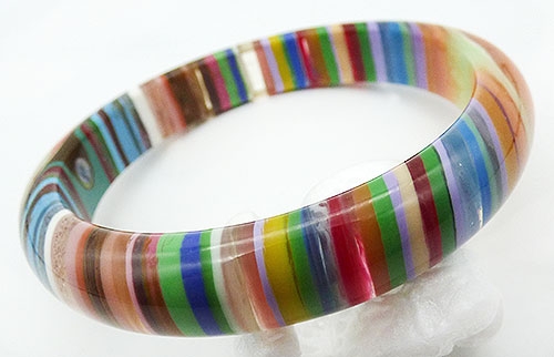 Bracelets - Sobral Multi Colored Stripe Resin Bangle