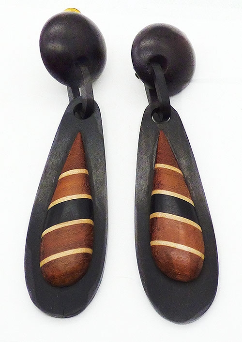 Wooden Jewelry - Ebony and Laminated Wood Earrings