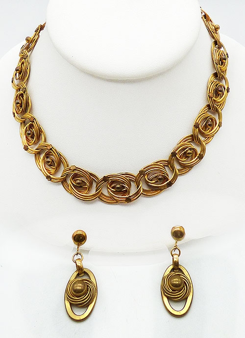 Newly Added Gold Tone Double Link Necklace Set