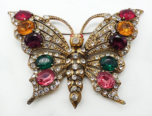 Figural Jewelry - Butterflies & Bugs - Staret Rhinestone Butterfly Brooch