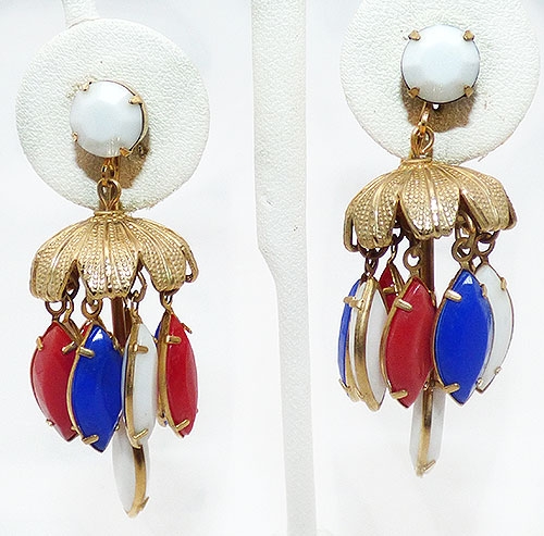 Newly Added Patriotic Red White and Blue Chandelier Earrings
