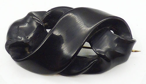Victorian - Victorian Whitby Jet Knot Brooch