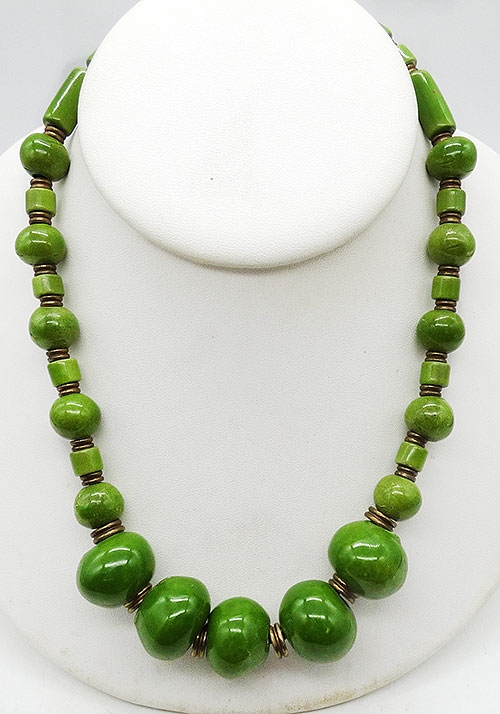 Necklaces - Green Ceramic Beads Boho Necklace