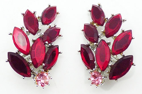 Earrings - Tara Red Rhinestone Navette Earrings